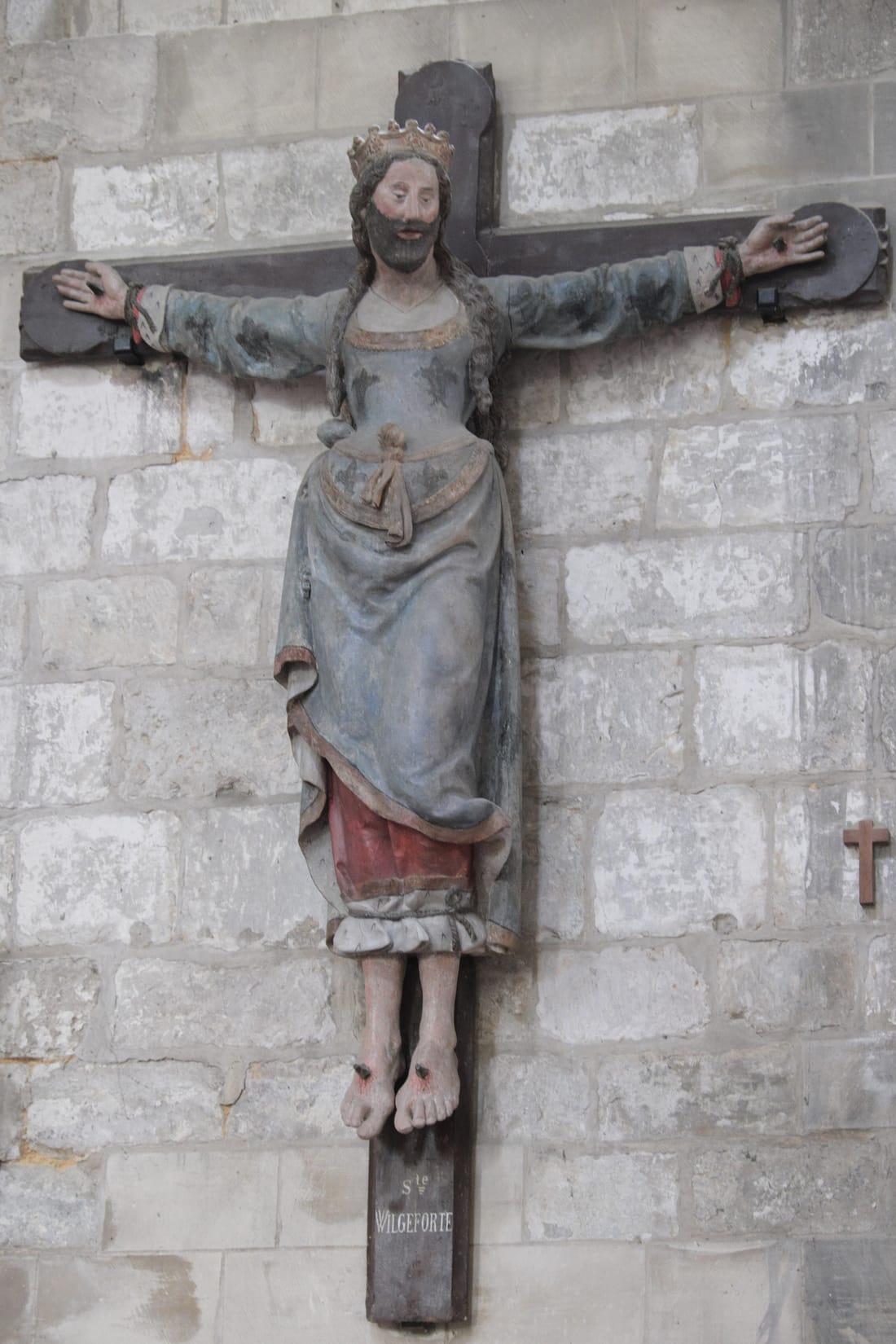 Statue d'une femme à barbe, sainte Wilgeforte, Beauvais