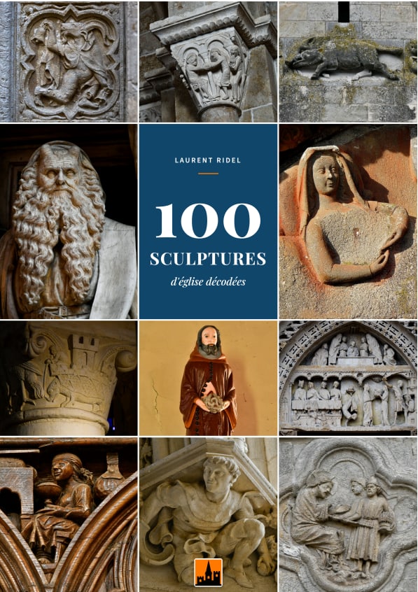 Couverture du livre « 100 sculptures d'église décodées »