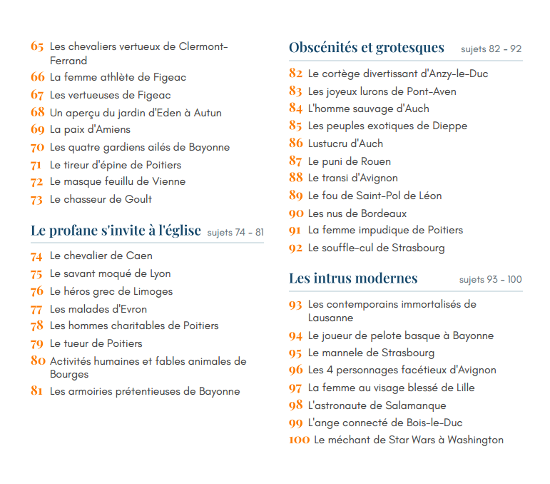 Table des matières du livre, seconde partie